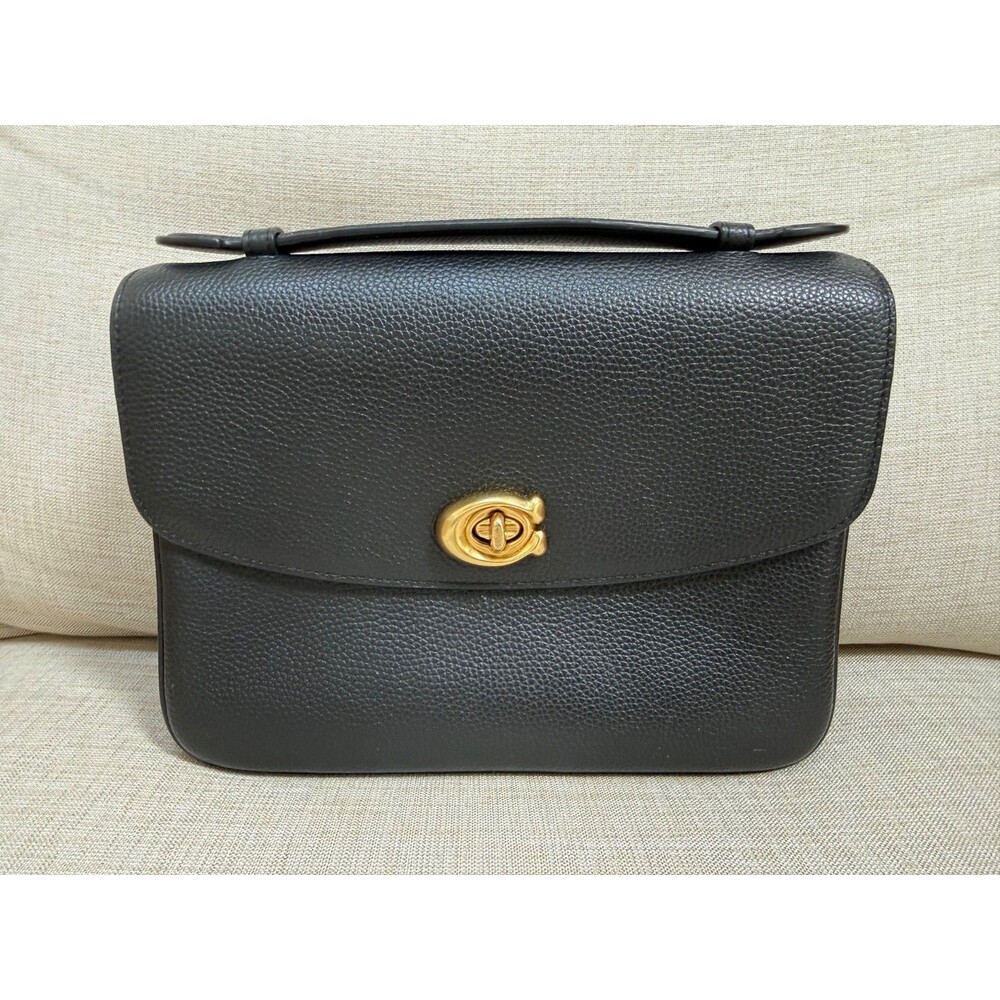 Original Coach Cassie Top-Handle Bag - Black Pebbled Leather - EUC
